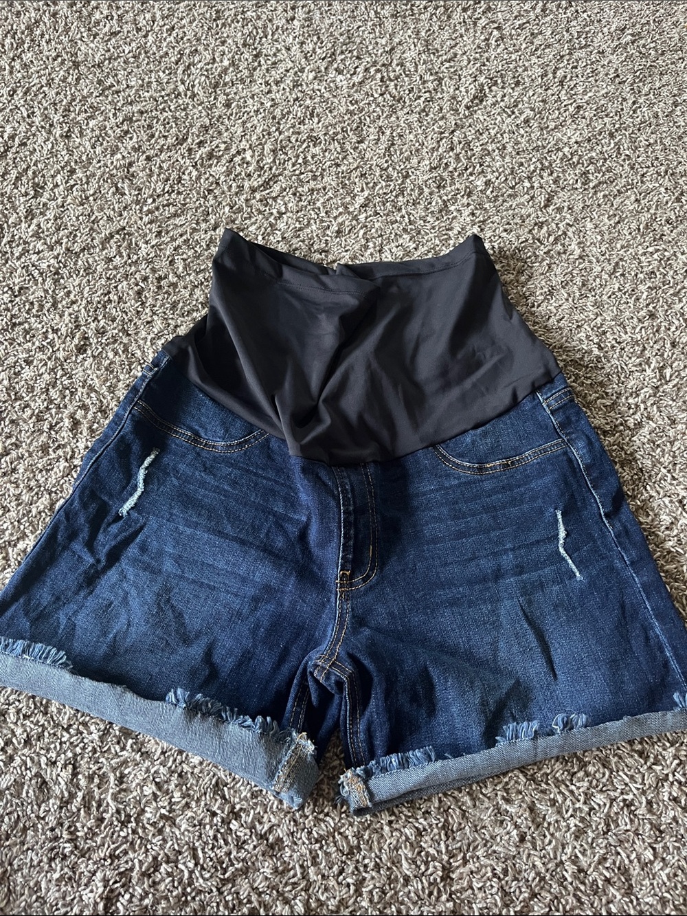 Maternity Dark Blue Denim Shorts